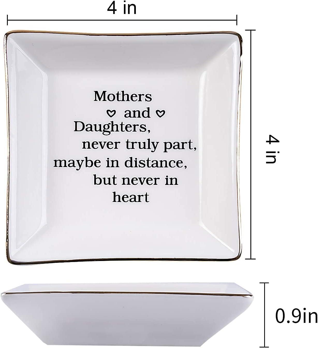 White Ceramic Square Mother and Daughter Jewelry Tray