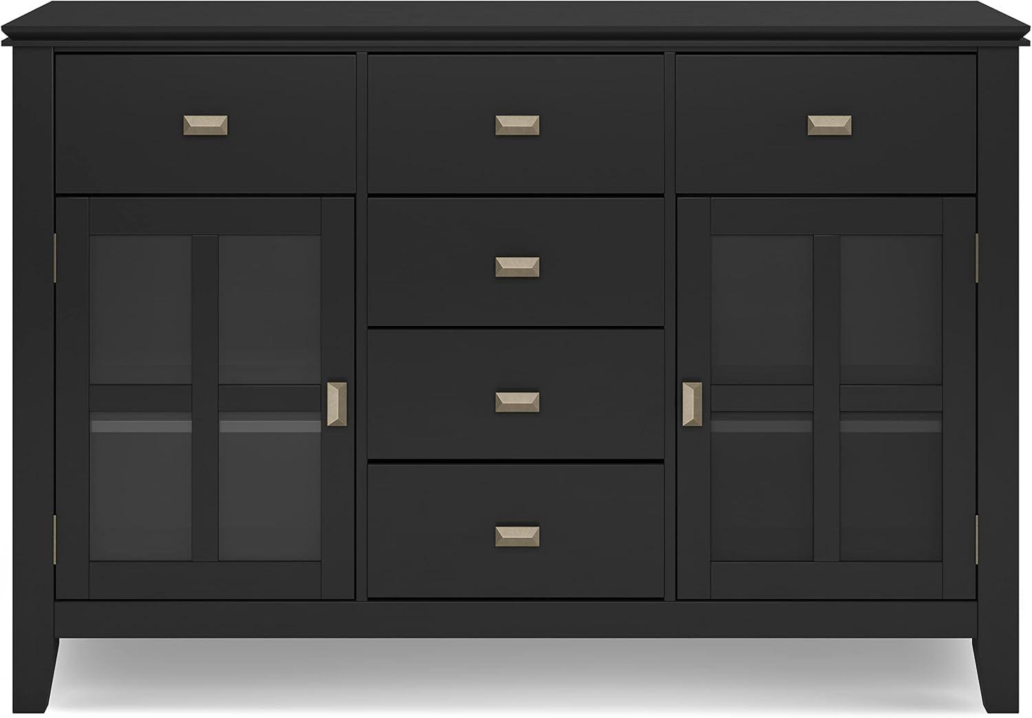 Artisan SOLID WOOD 54 inch Wide Contemporary Sideboard Buffet Credenza in Black