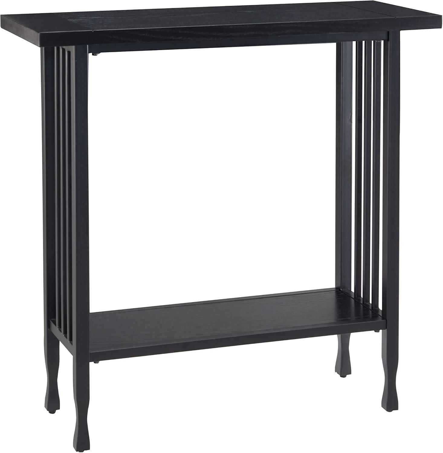 Leick Home 11232-BK Ironcraft Rustic Console Table, Black Wash