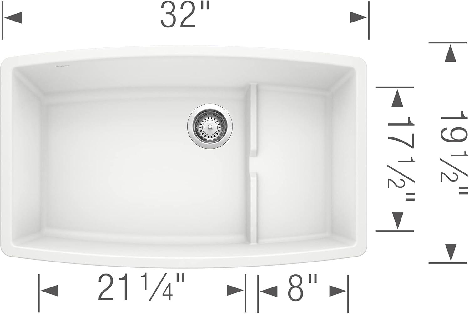 Performa Cascade SILGRANIT 32" Single Bowl Undermount Kitchen Sink with Colander