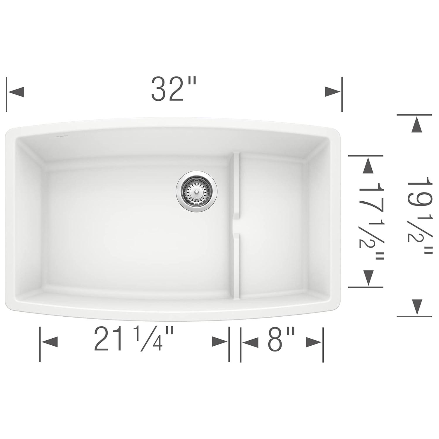 Performa Cascade SILGRANIT 32" Single Bowl Undermount Kitchen Sink with Colander