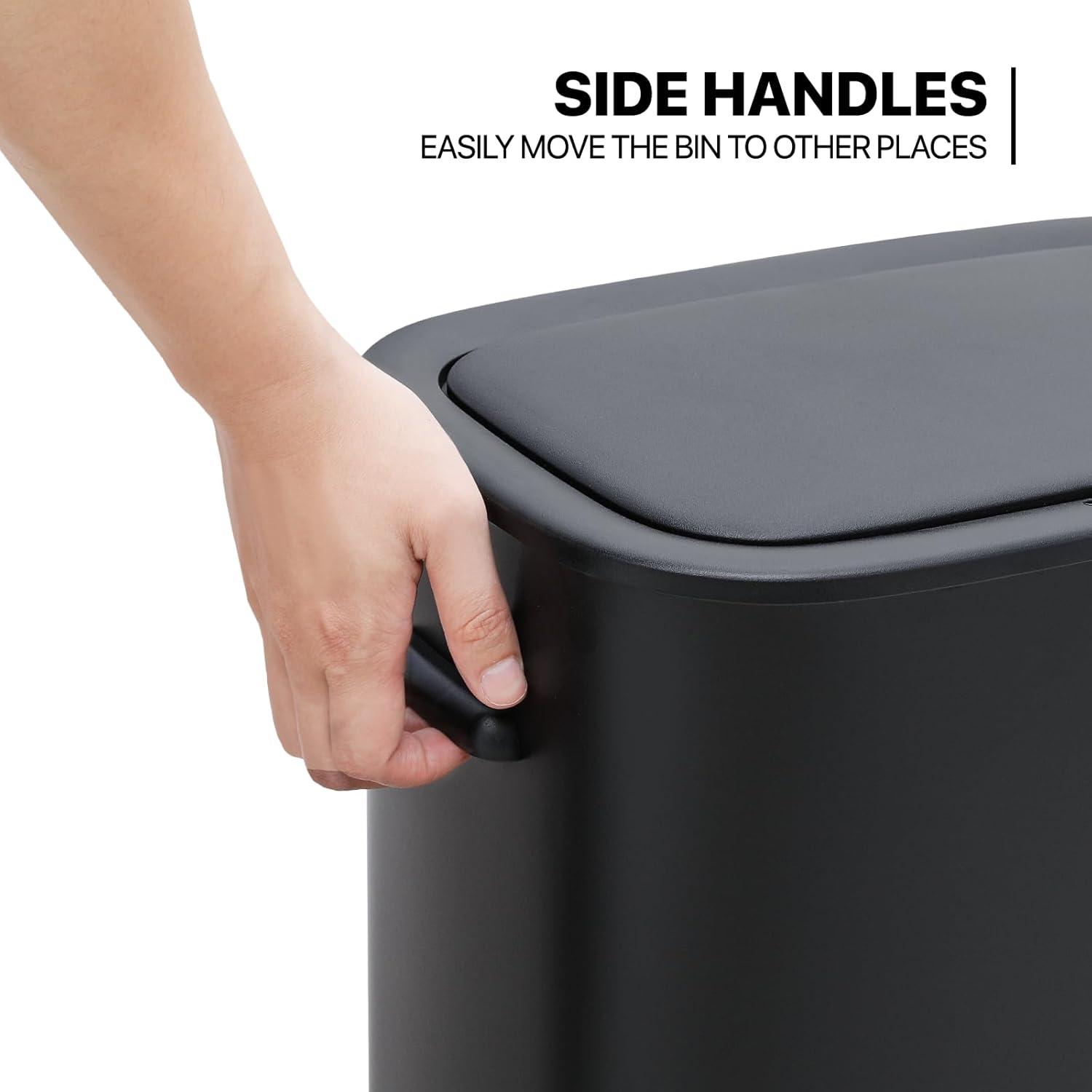 Black 14.5-Gallon Touchless Stainless Steel Automatic Trash Can