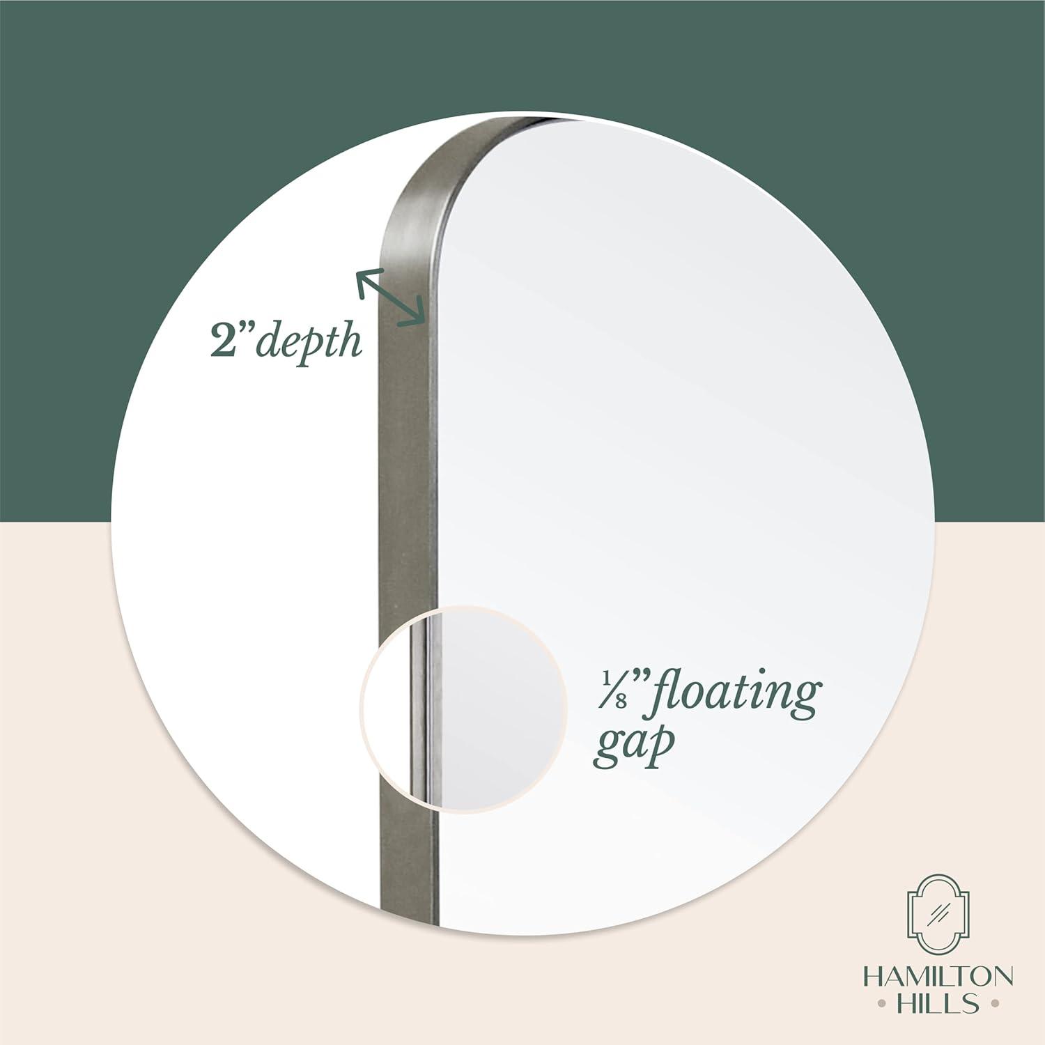 Hamilton Hills Black Metal Surrounded Round Pivot Mirror Silver Backed