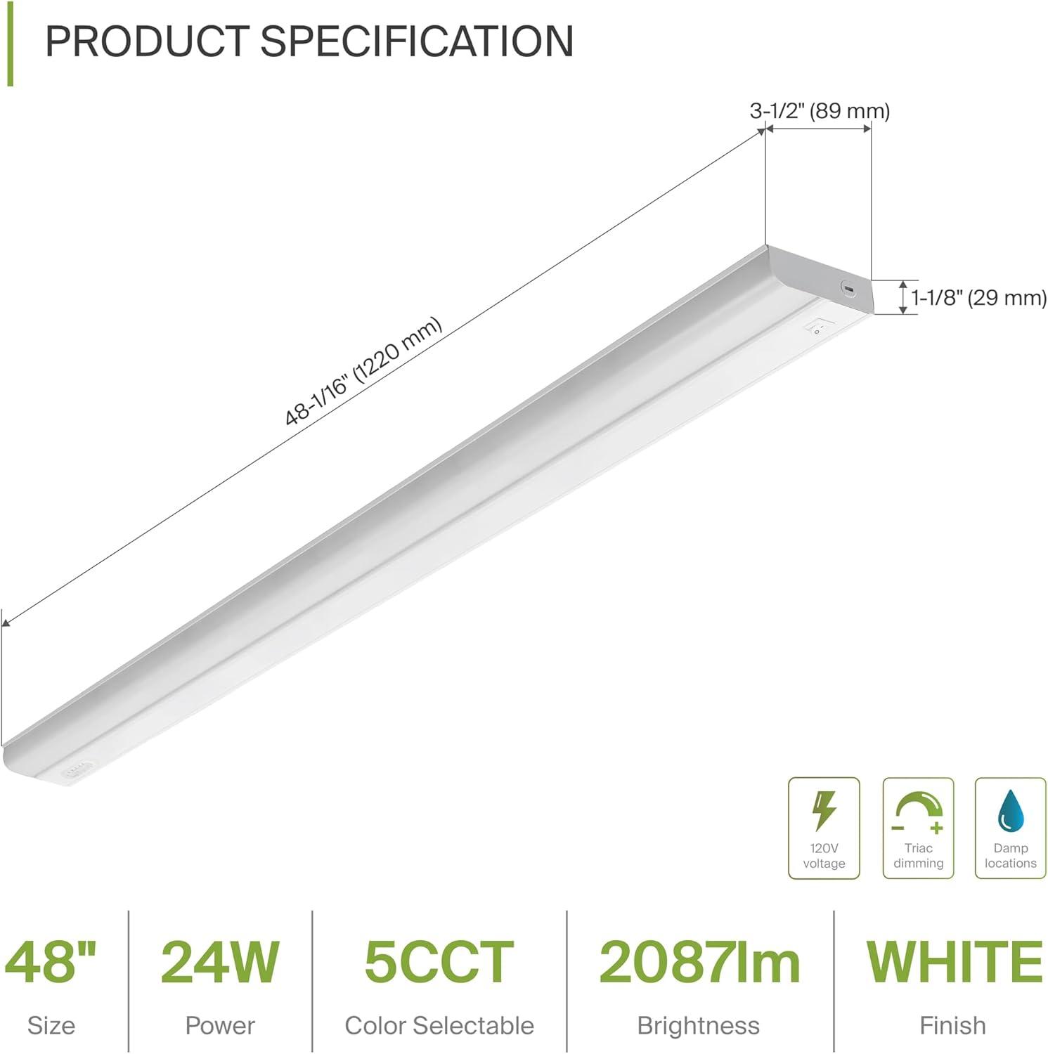 48 Inch White LED Under Cabinet Light with Switch