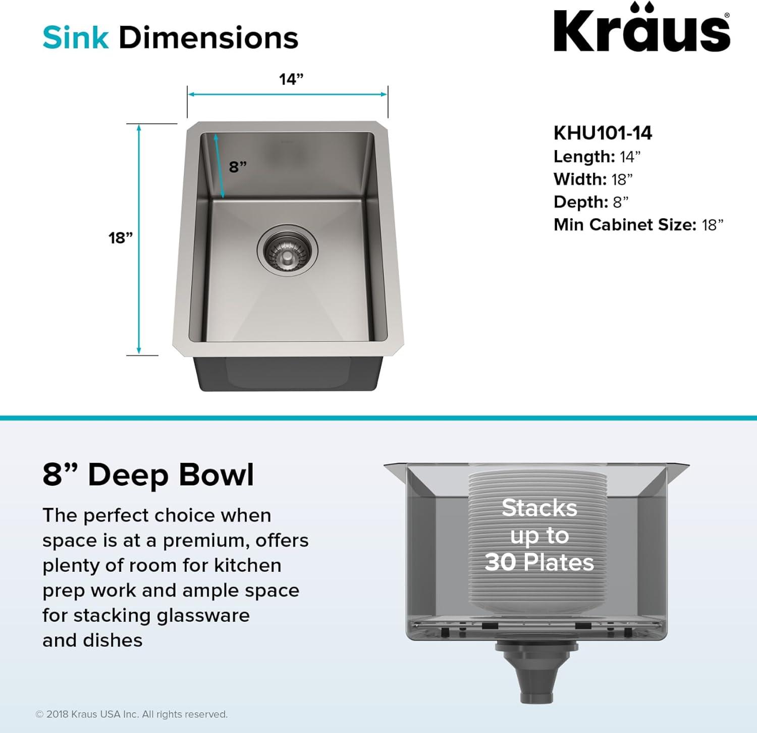 KRAUS Standart Pro Undermount 16 Gauge Stainless Steel Bar Kitchen Sink