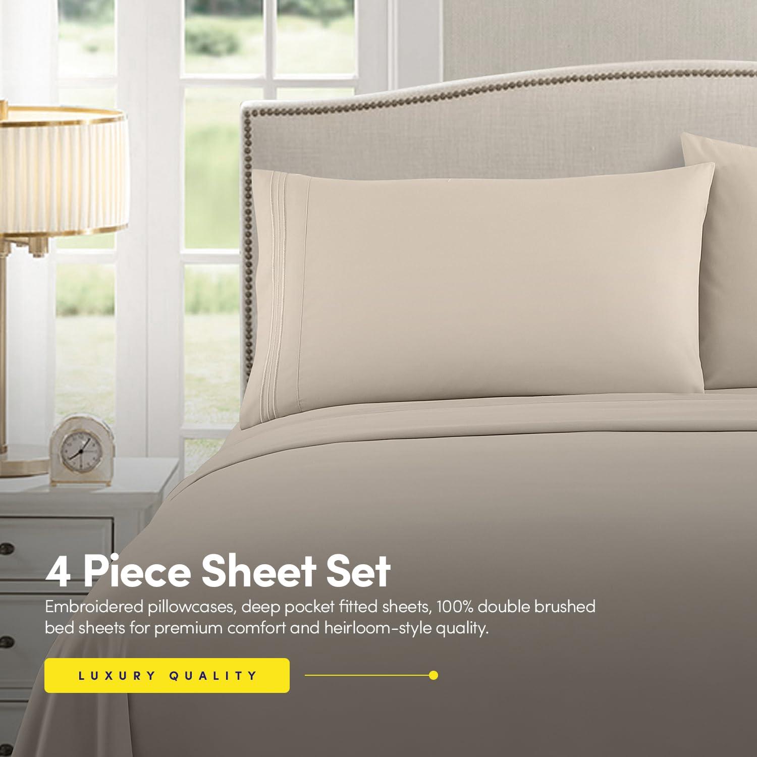 1500 Supreme Collection Twin XL Sheet Sets Gray - 3 Piece Bed Sheets and Pillowcase Set for Twin XL Mattress - Extra Soft, Elastic Corner Straps, Deep Pocket Sheets, Twin XL Gray