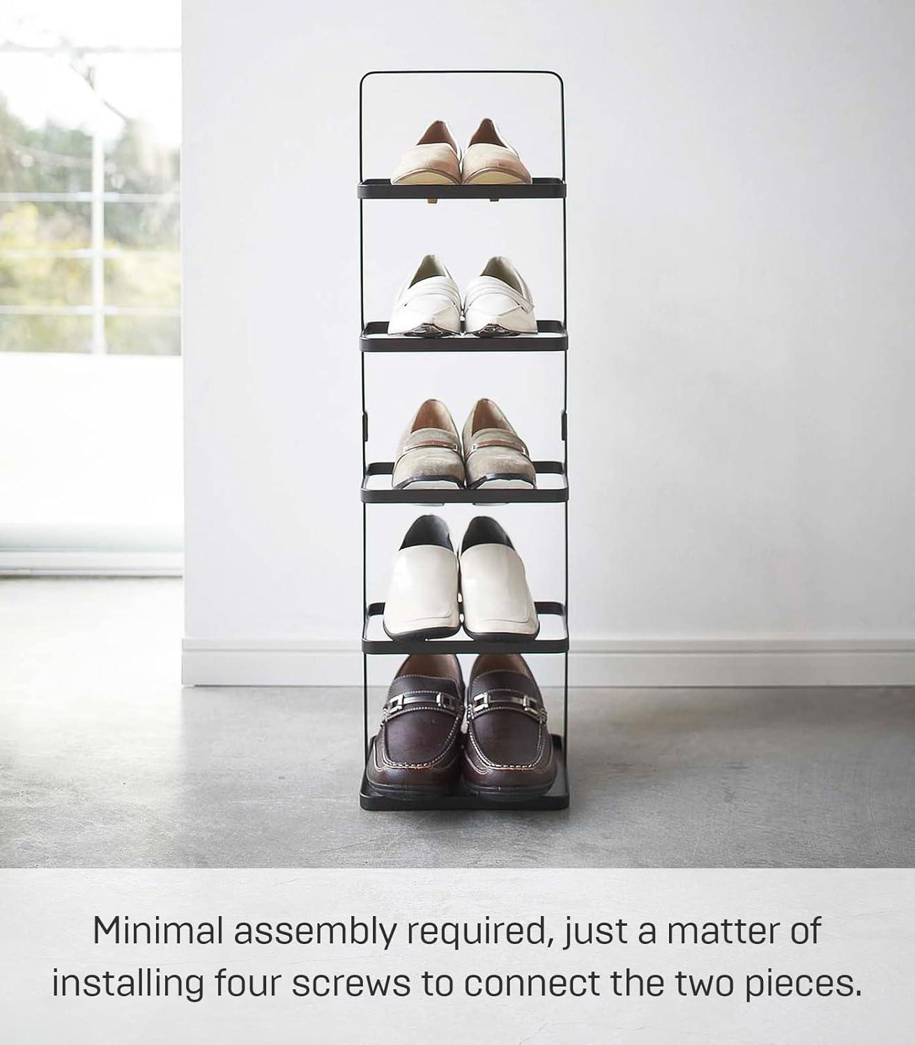Yamazaki Home Steel Upright 5 Pair Shoe Rack with Handle