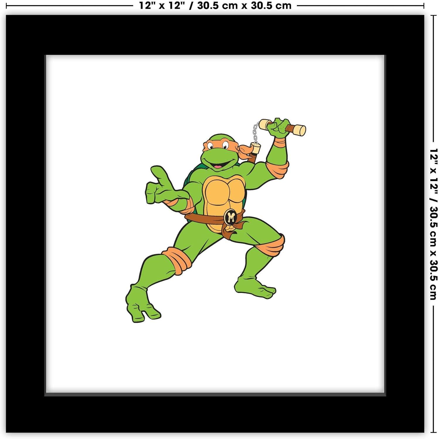 Black Framed Teenage Mutant Ninja Turtles Michelangelo Poster, 12" x 12"