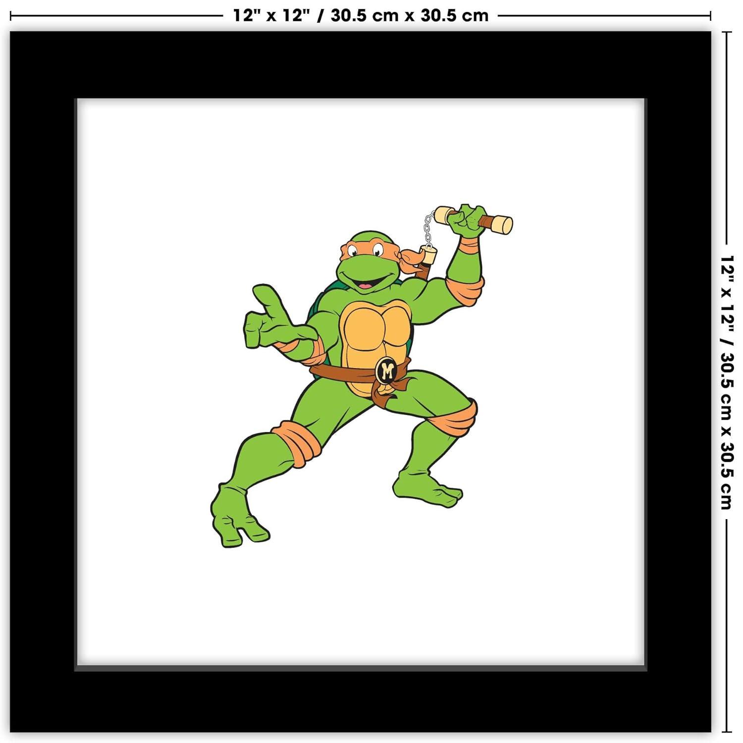 Gallery Pops Nickelodeon Teenage Mutant Ninja Turtles - Michelangelo Wall Art, Black Framed Version, 12" x 12"