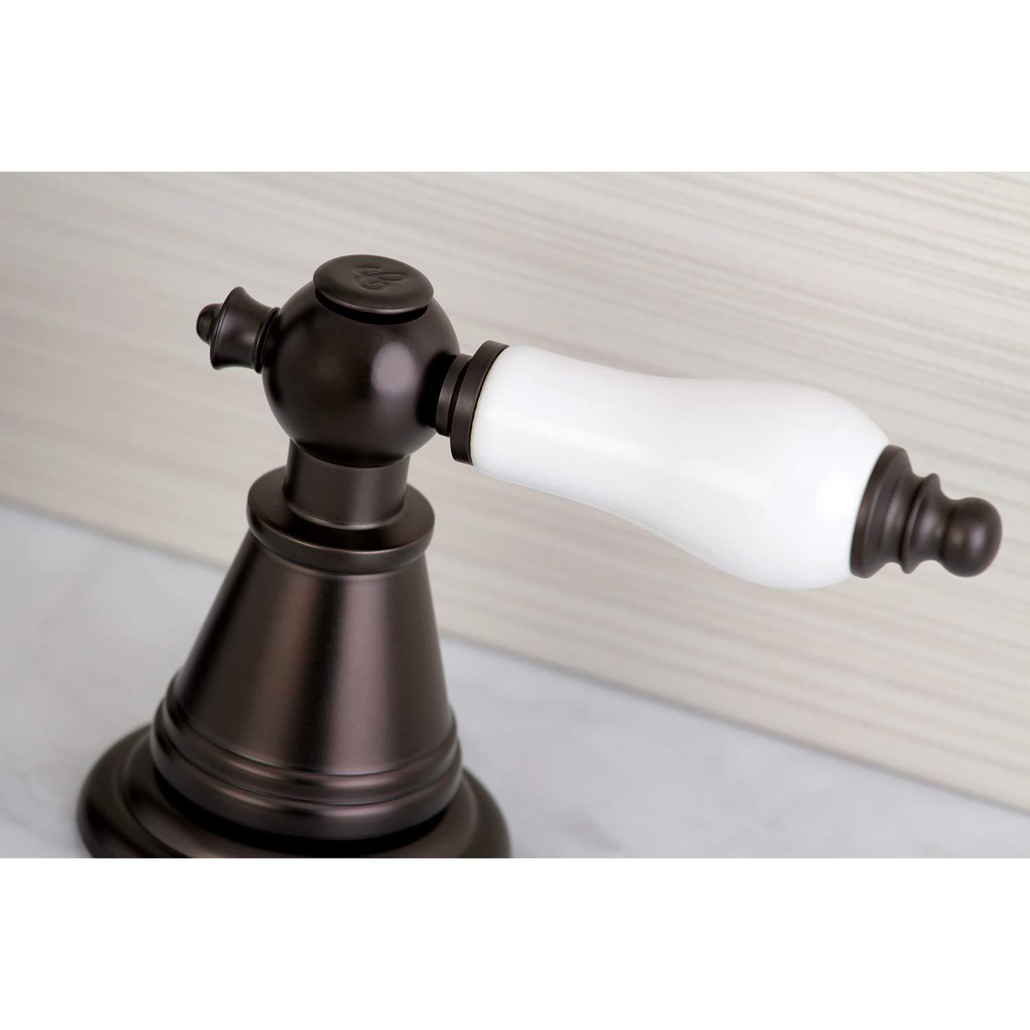 Kingston Brass English Classic Two-Handle 3-Hole Deck Mount Widespread Bathroom Faucet with Pop-Up Drain
