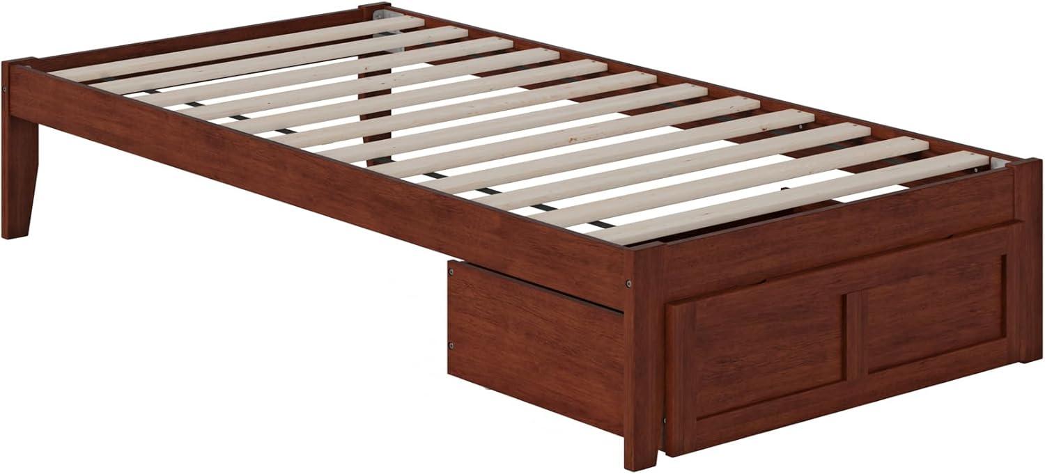 AFI Furnishings Colorado Twin Bed with Foot Drawer and USB Turbo Charger in Walnut