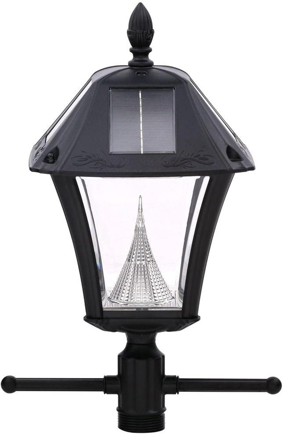 Baytown II Black Solar LED Lamp Post with Clear Plastic Lens