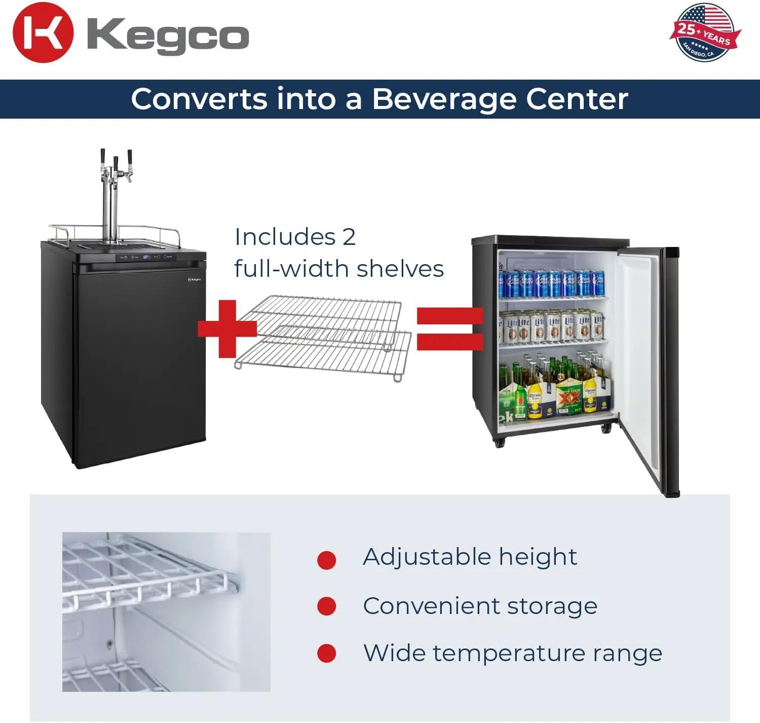 Kegco Kegco 5.6 Cubic Feet Triple Tap Freestanding Kegerator with Adjustable Temperature
