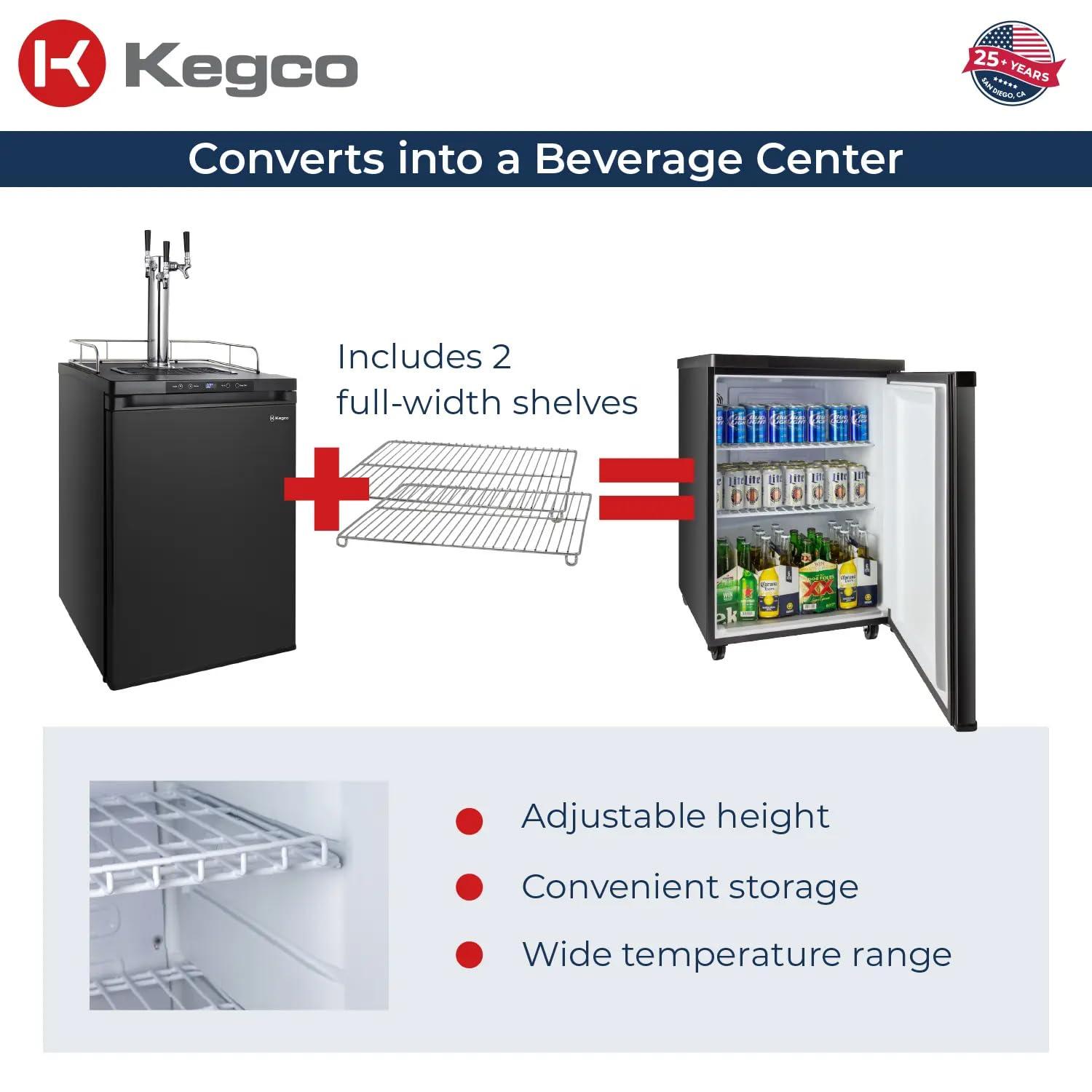 Kegco Kegco 5.6 Cubic Feet Triple Tap Freestanding Kegerator with Adjustable Temperature