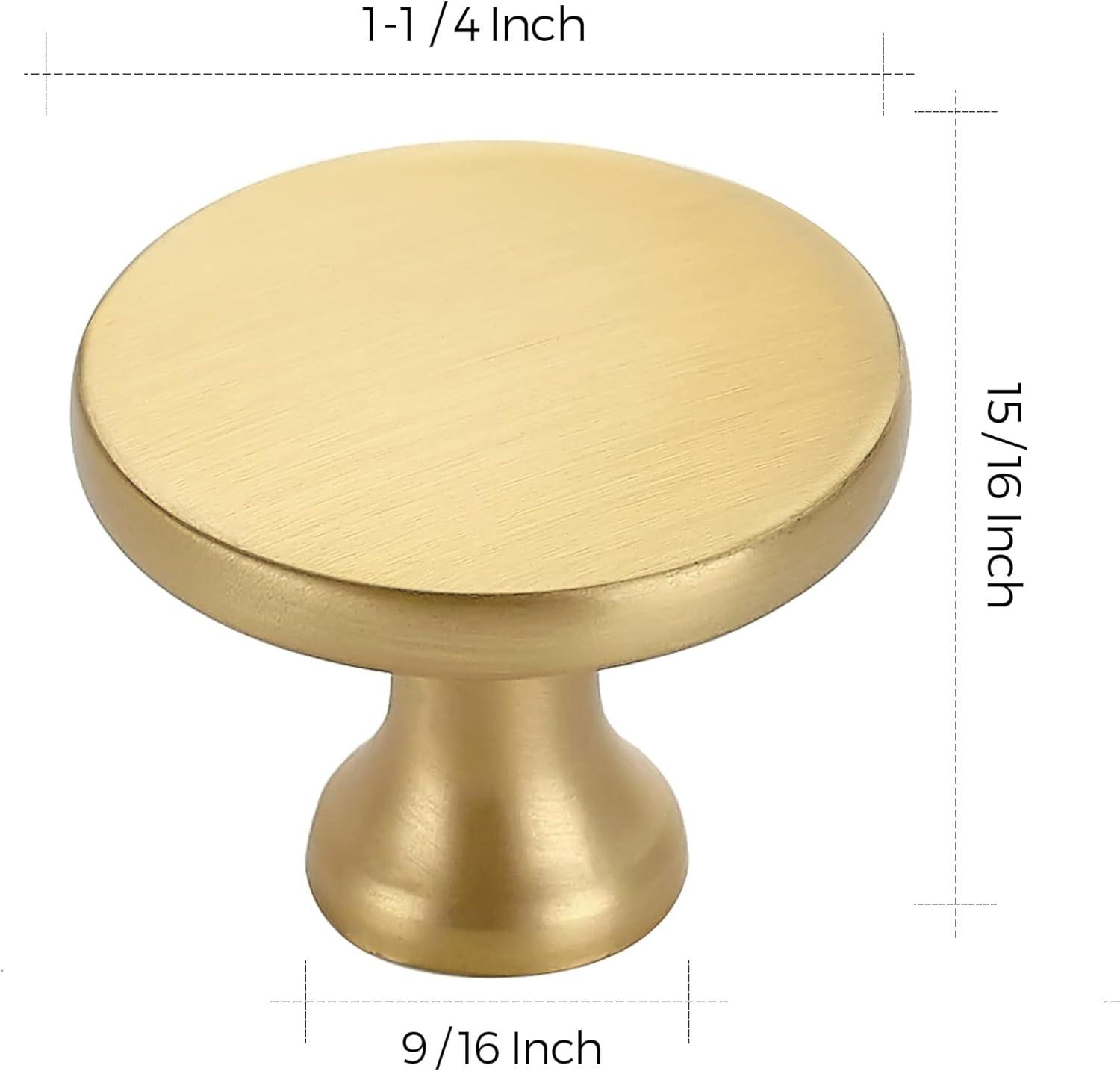 Brushed Brass Round Knurled Cabinet Knob Set