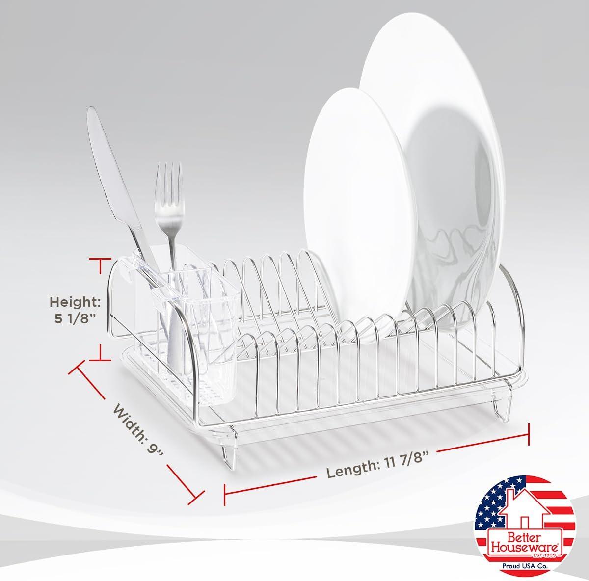 Better Houseware 3-Piece Compact Dish Drainer Set in Silver