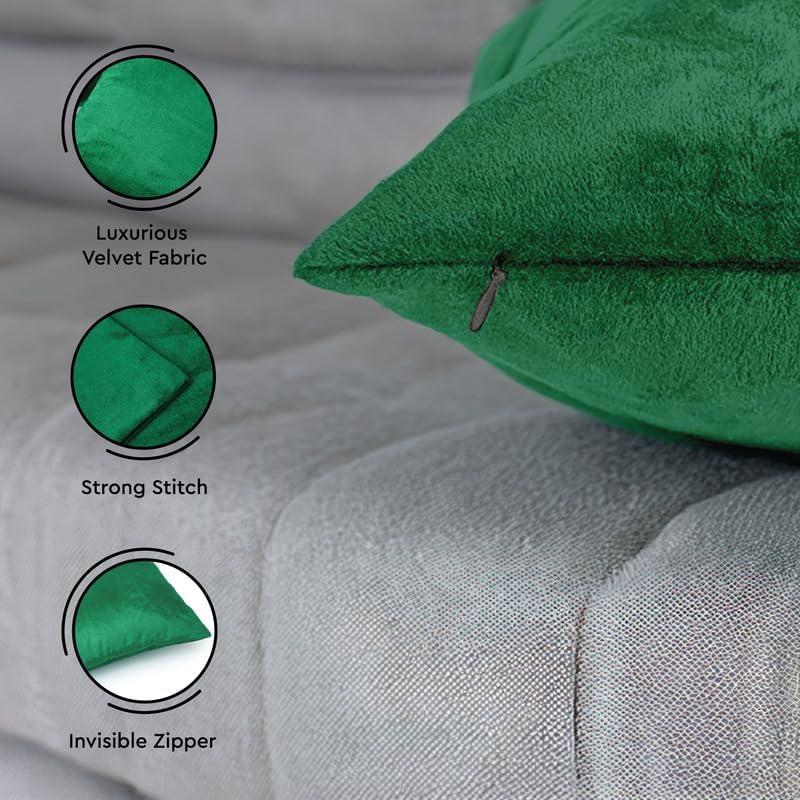 Nmkwnr 2 Pack Soft Velvet Throw Pillow Covers Solid Square Pillow Cases Modern Cushion Covers Case for Sofa Car Office Living Room, 18x18inch
