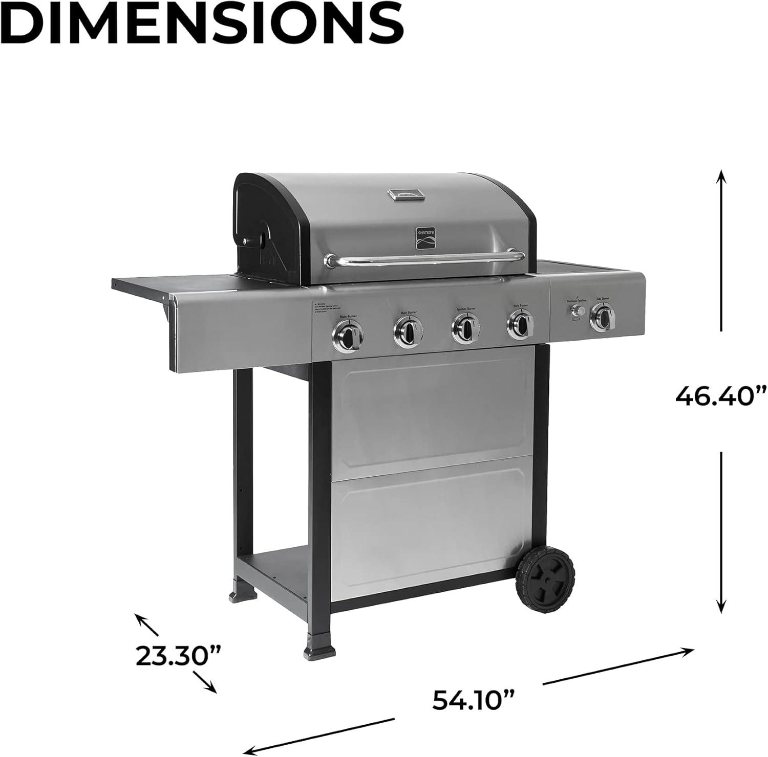 Kenmore 4-Burner Stainless Steel Propane Gas Grill with Side Burner