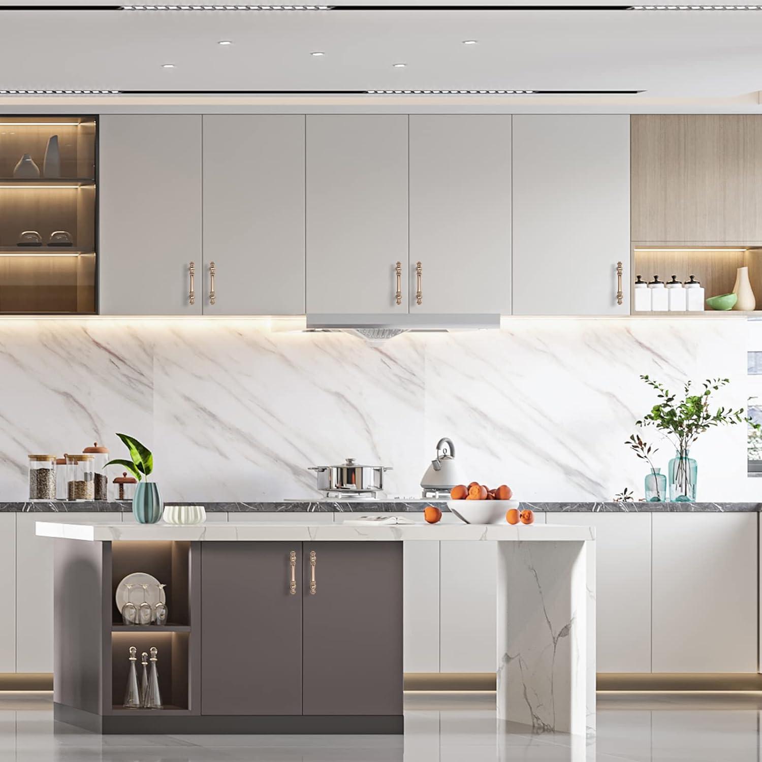 Asidrama 10 Pack Brushed Brass Cabinet Knobs - Gold Dresser & Drawer Knobs for Kitchen Cabinet Hardware