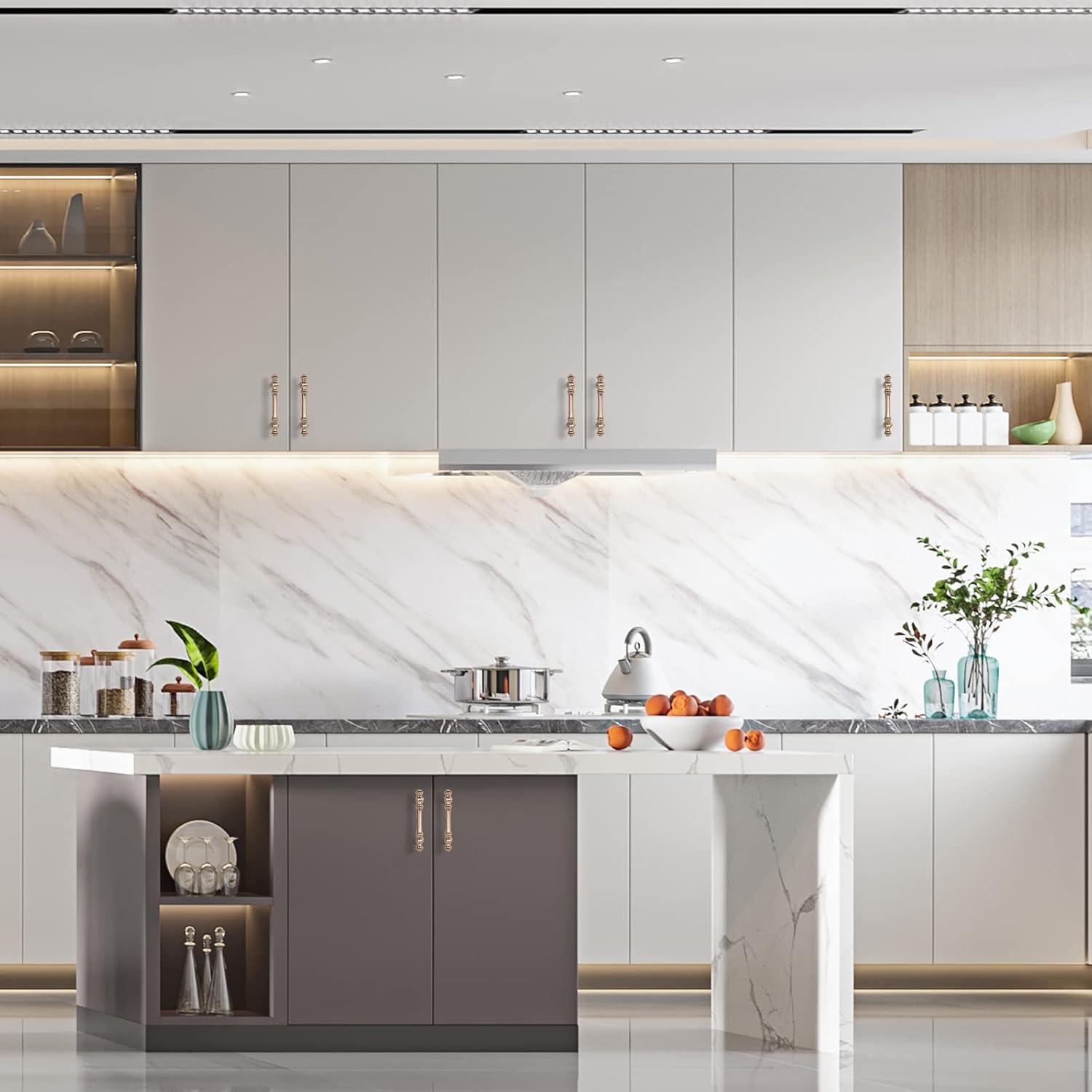 Asidrama 10 Pack Brushed Brass Cabinet Knobs - Gold Dresser & Drawer Knobs for Kitchen Cabinet Hardware