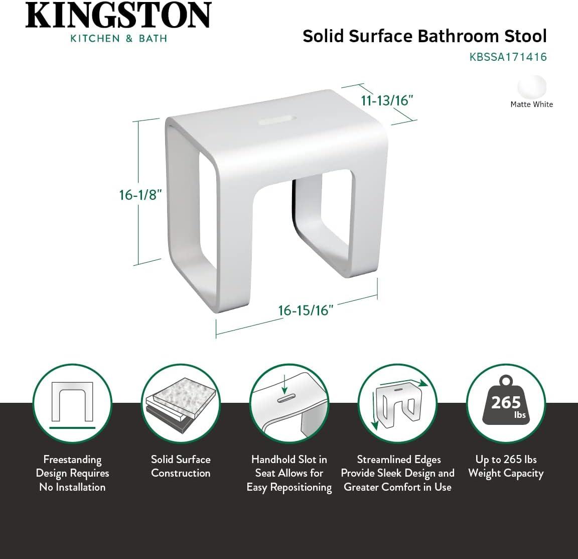 Kingston Brass Descanso Solid Surface Bathroom Stool