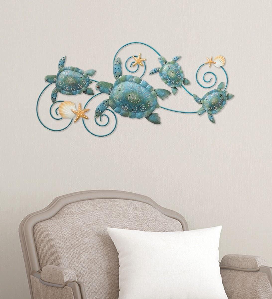Regal Art & Gift Sea Turtle Wall Décor, Handcrafted Metal Ocean-Inspired Art, Weather-Resistant Coastal Decor for Indoor & Outdoor, Ideal for Living Room, Porch & Backyard, 31”L x 1.25”W x 14”H