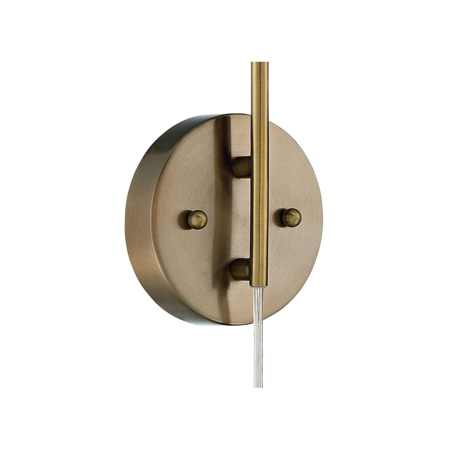 360 Lighting Sully Modern Wall Lamp Warm Brass Plug-in 5" Light Fixture Adjustable Head Curved Arm for Bedroom Bathroom Vanity Reading Living Room
