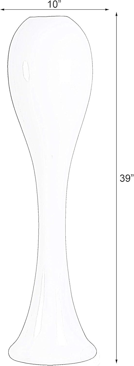 Uniquewise 39 Tall White Narrow Unique Fiberglass Modern Floor Vase