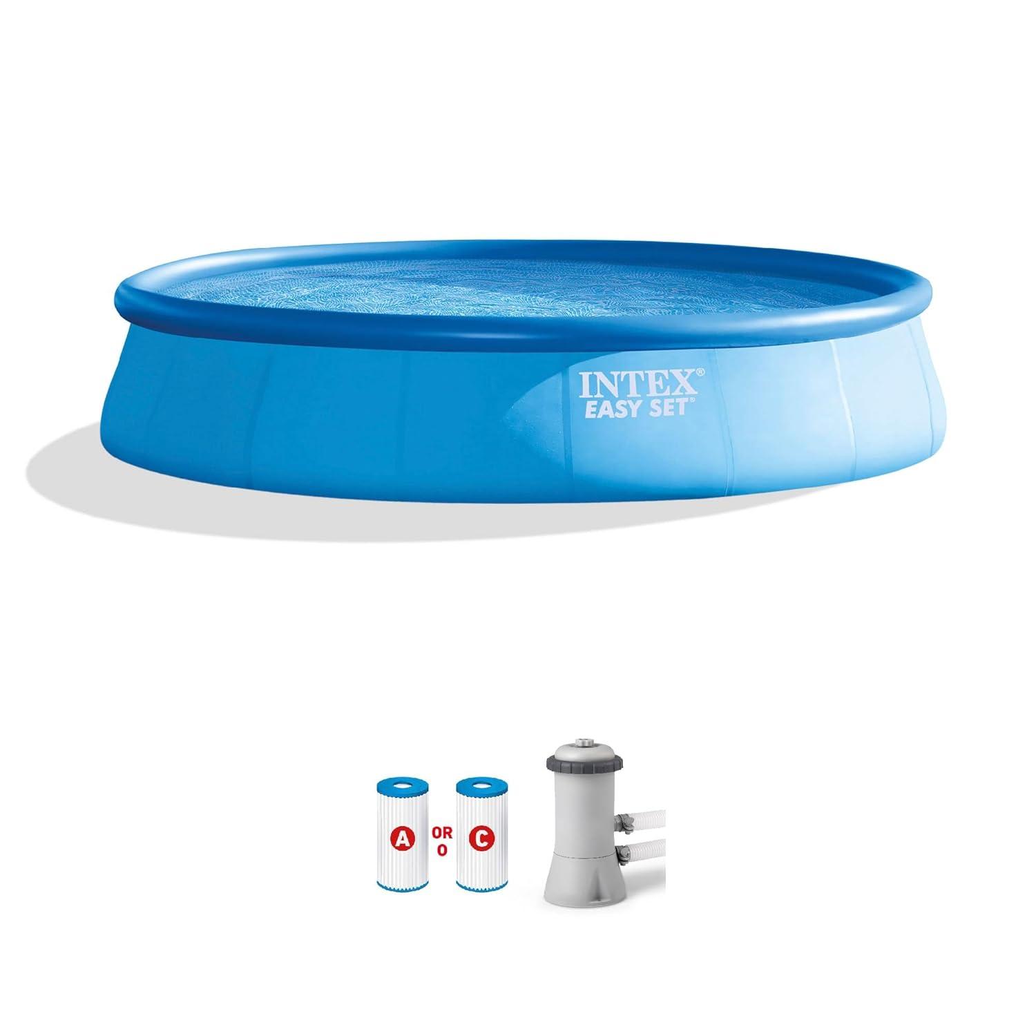 Intex Plastic Round Inflatable Pool 33'' H x 180'' W x 180'' L , with Pump Included
