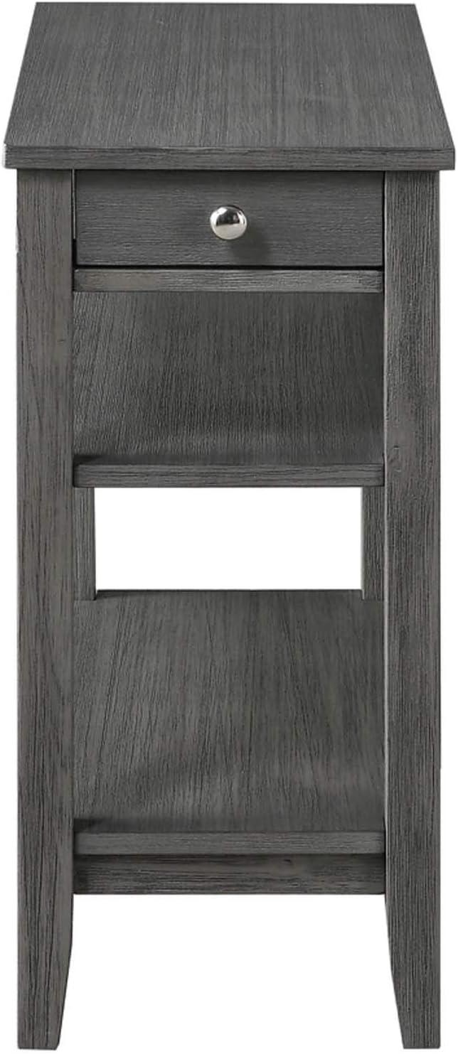 Convenience Concepts American Heritage 1 Drawer Chairside End Table with Shelves, Wirebrush Dark Gray