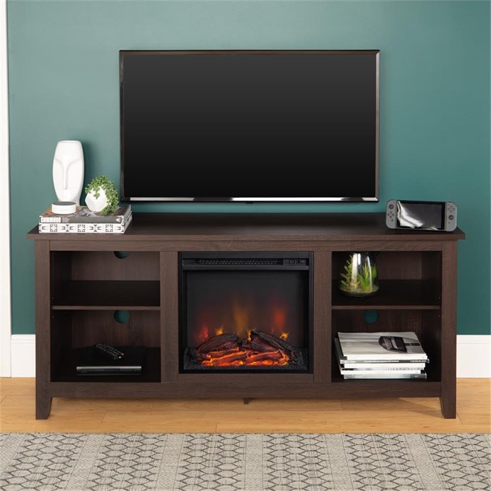Walker Edison Traditional Fireplace TV Stand for TVs Up to 64" - Black