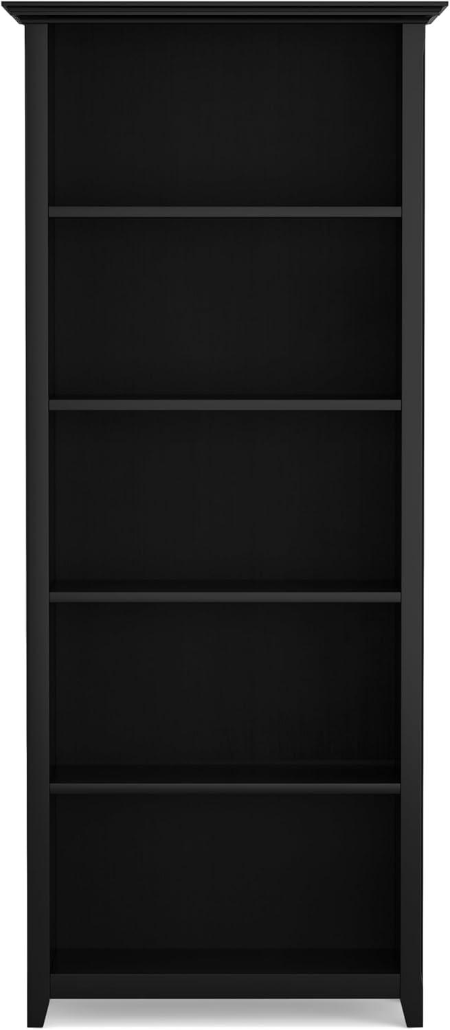 Simpli Home Amherst Solid Wood 70" Tall 5-Shelf Bookcase in Black