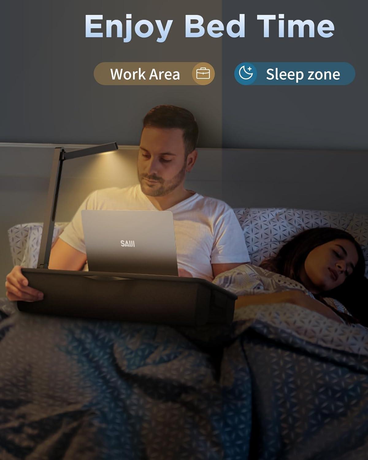 Inbox Zero Lap Desk With LED Light, Portable Laptop Tray With Cushion, Lap Table Stand For Bed And Couch