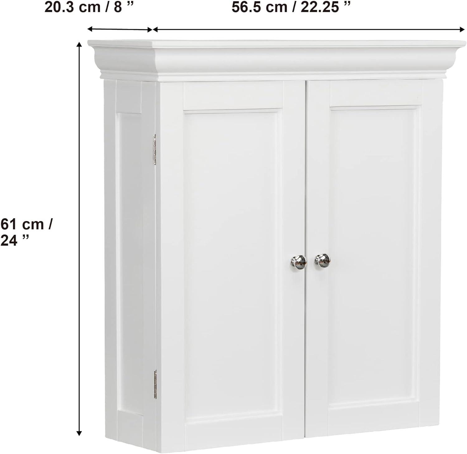 White Engineered Wood Bathroom Wall Cabinet with Adjustable Shelves