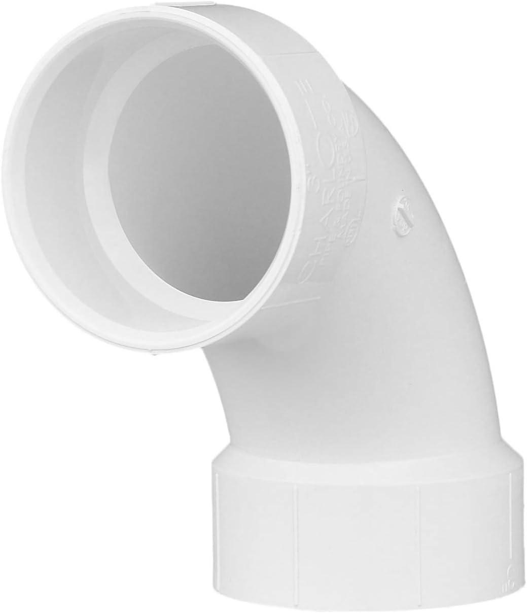 Plastic Pipe Fitting, DWV  Long Sweep Elbow, 90 Degree, PVC, 3-In.