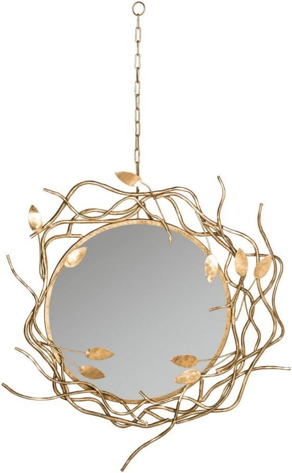 SAFAVIEH 21.1" Round Gold Wreath Mirror, Antique Gold