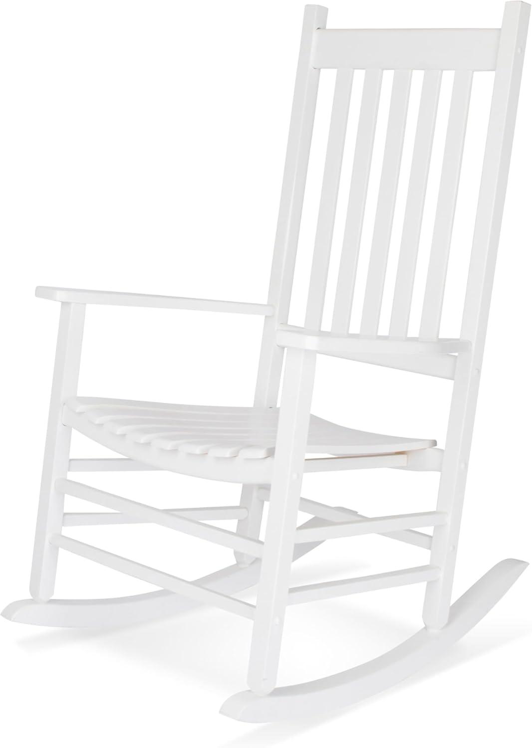 White Solid Wood Outdoor Rocking Chair with Arms
