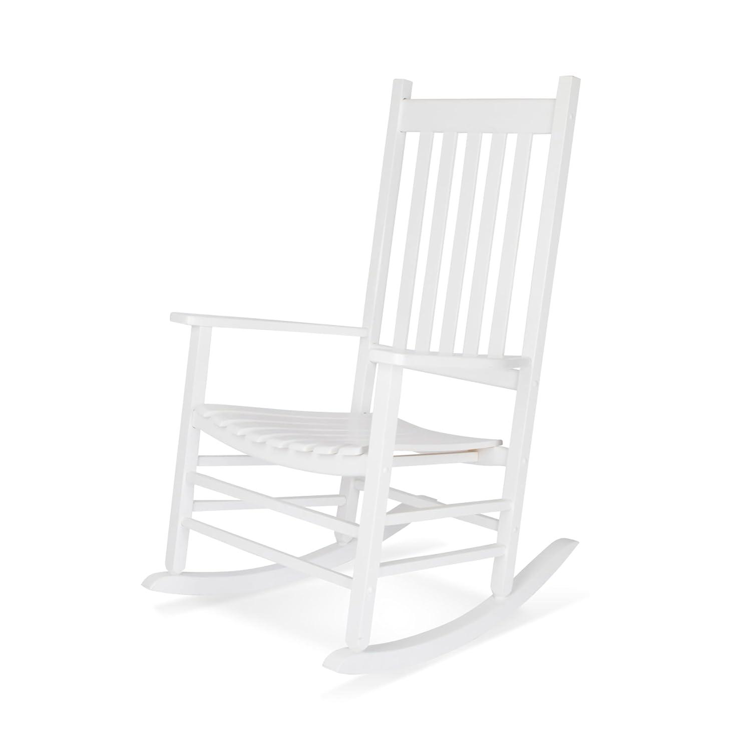 White Solid Wood Outdoor Rocking Chair with Arms