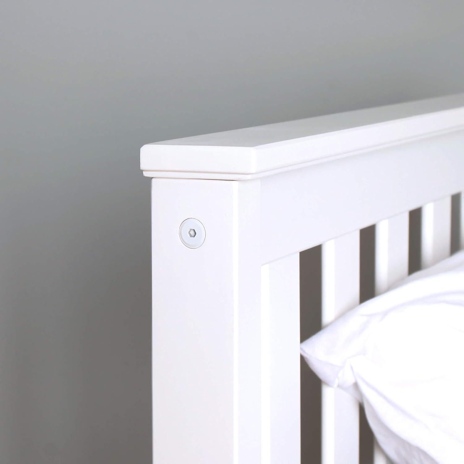 Max & Lily Twin Bed Frame with Headboard, Solid Wood Platform Bed for Kids, White