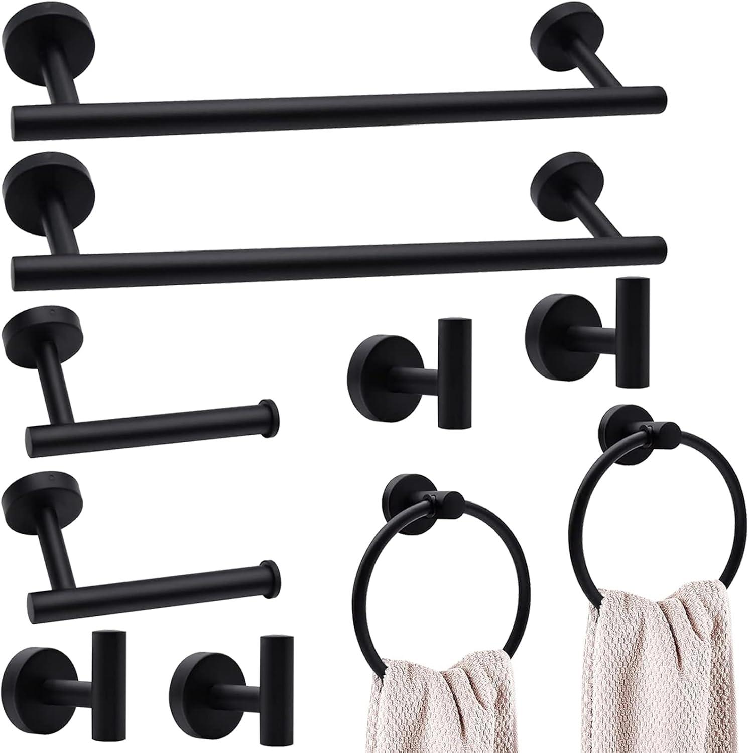 Matte Black Stainless Steel 10-Piece Bathroom Hardware Set