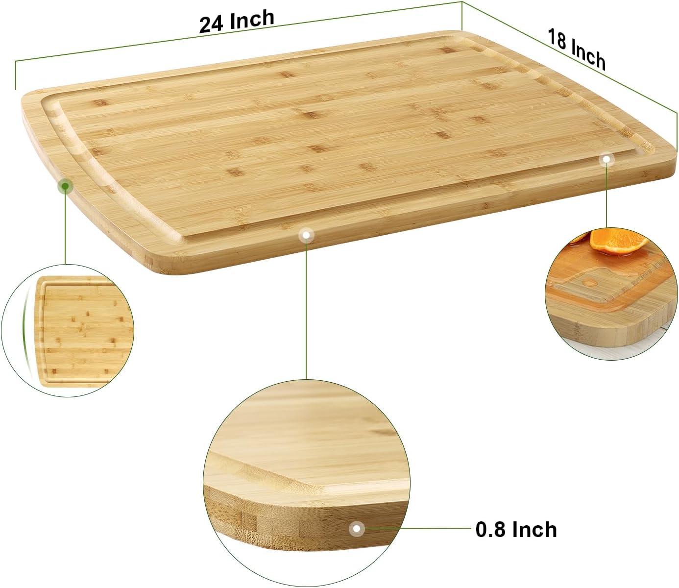 Extra Large Bamboo Cutting Board with Juice Groove, 24" x 18"