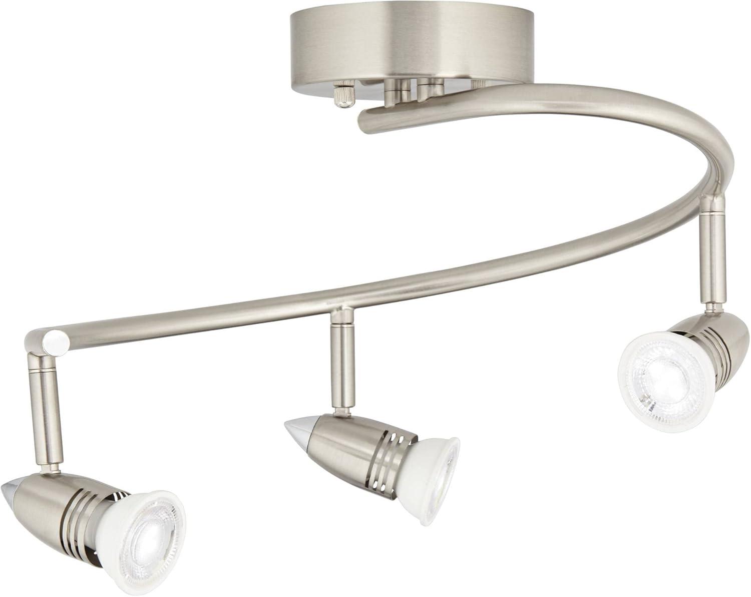 Silver Brushed Nickel 3-Head LED Ceiling Track Light