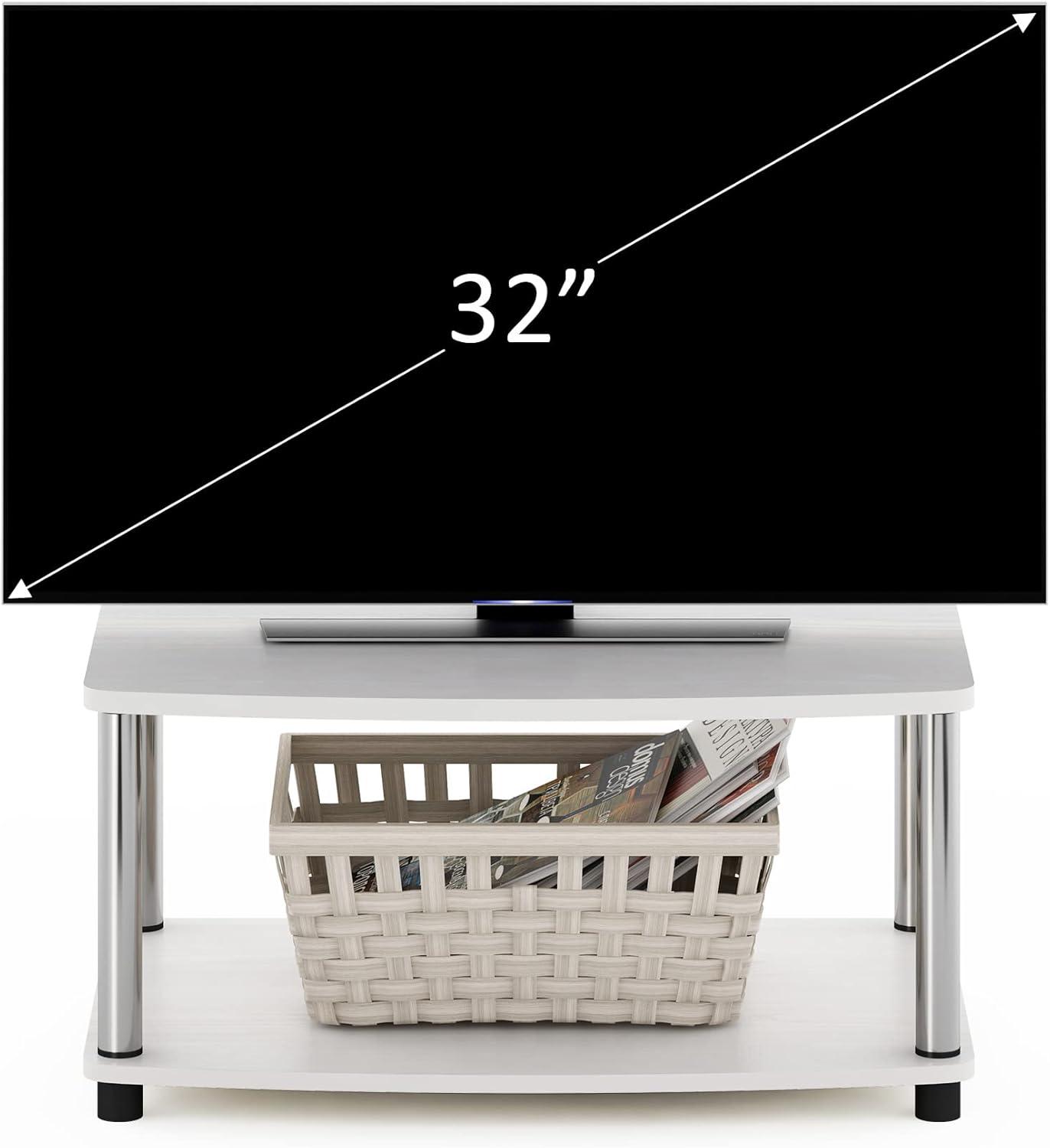 Furinno Industrial No Tools Elevated TV Stands with 2-tier Open Storage Shelves TV Console for TVs up to 25 inch White Oak