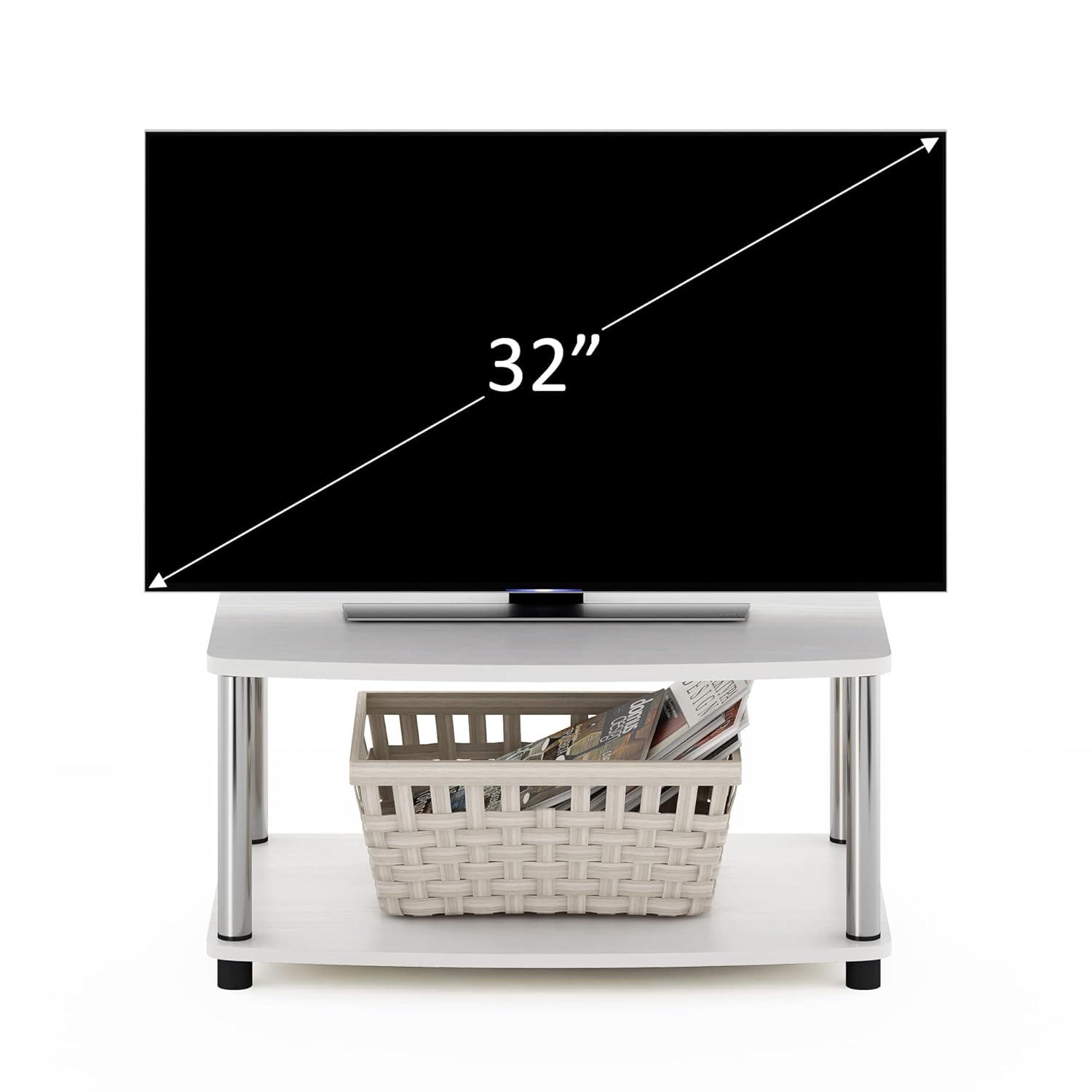Furinno Industrial No Tools Elevated TV Stands with 2-tier Open Storage Shelves TV Console for TVs up to 25 inch White Oak