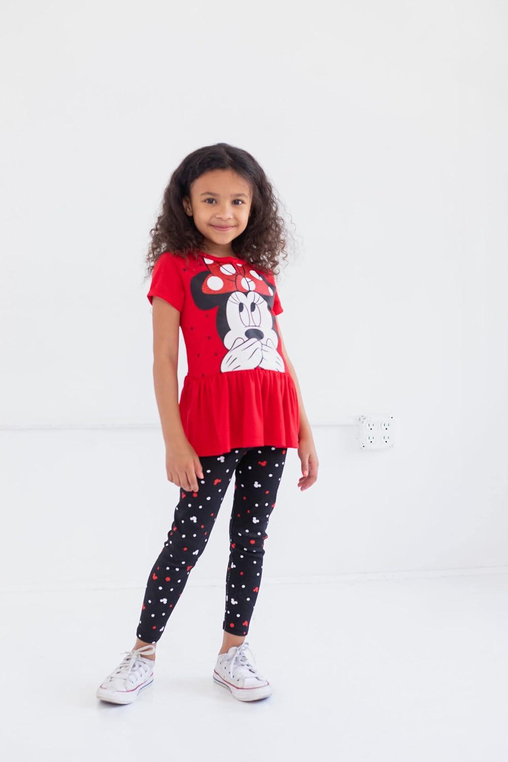 Disney Minnie Mouse Big Girls Graphic T-Shirt & Leggings Red/Black 14-16
