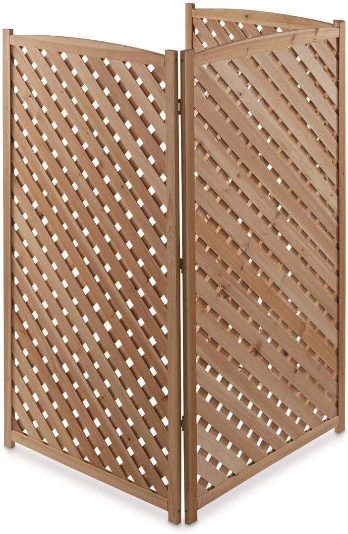 Solid Fir Wood 3-Panel Outdoor Privacy Screen