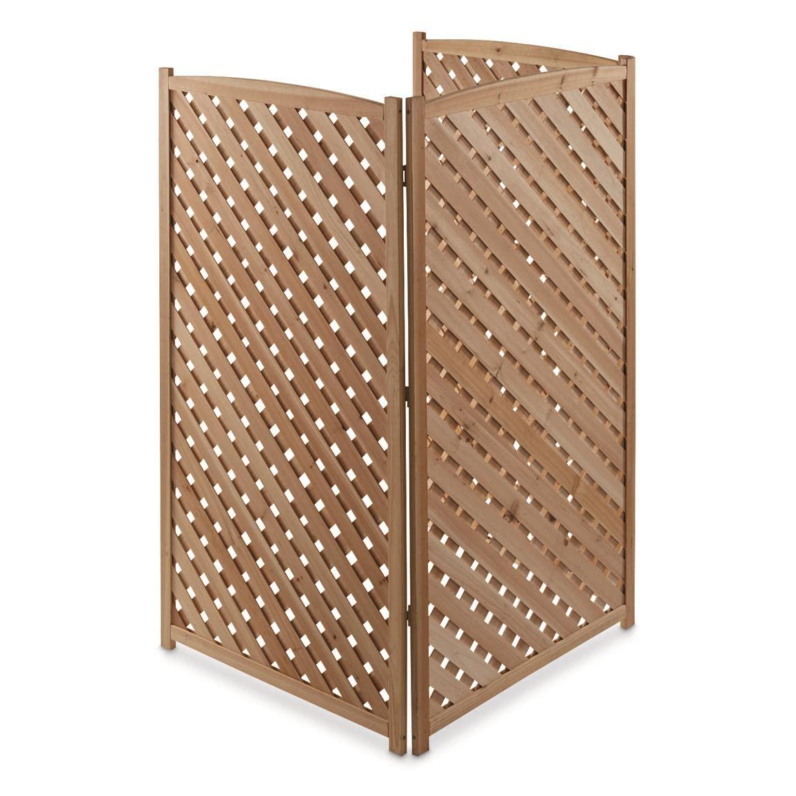 Solid Fir Wood 3-Panel Outdoor Privacy Screen