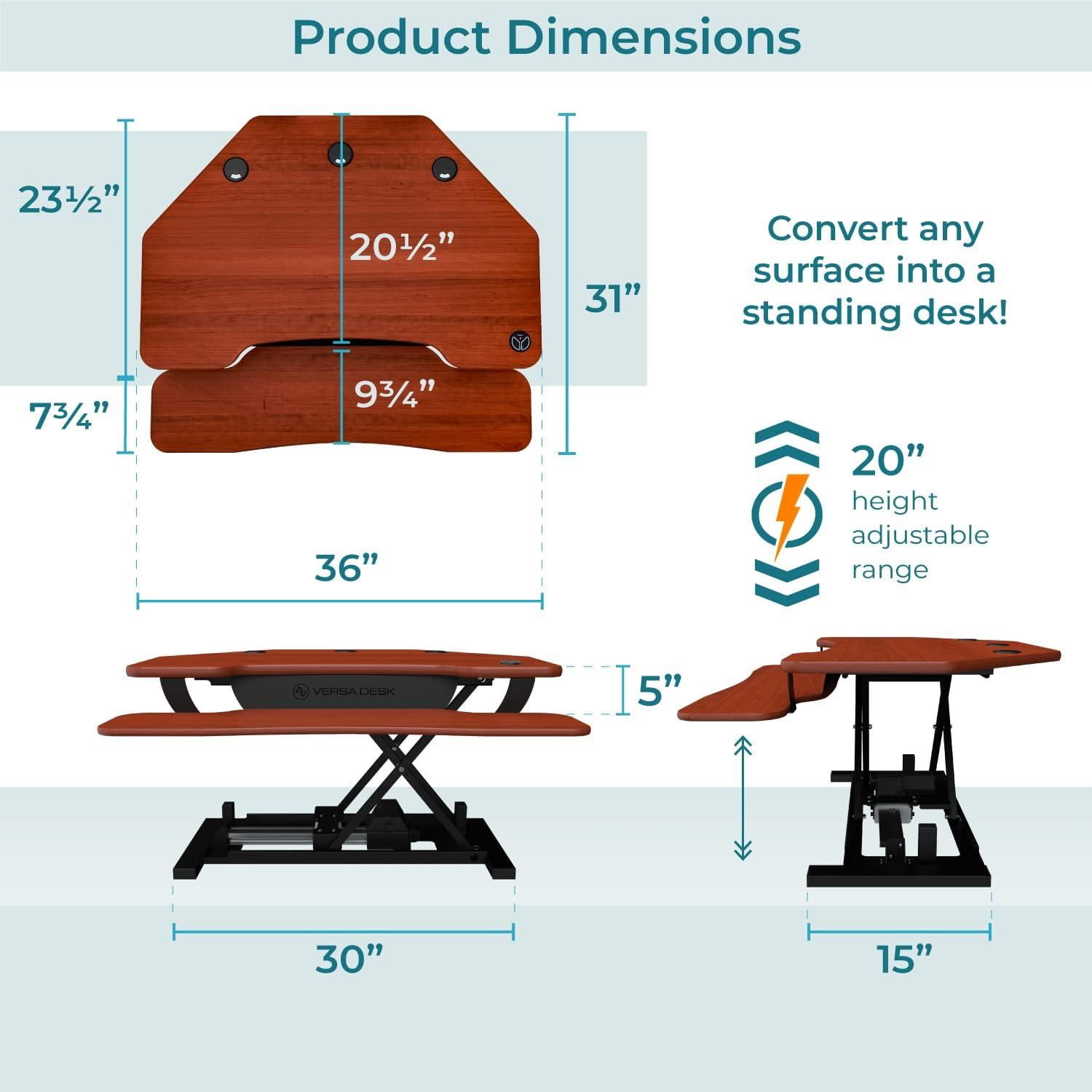 Cherry Electric Height Adjustable Standing Desk Converter with Laminate Finish