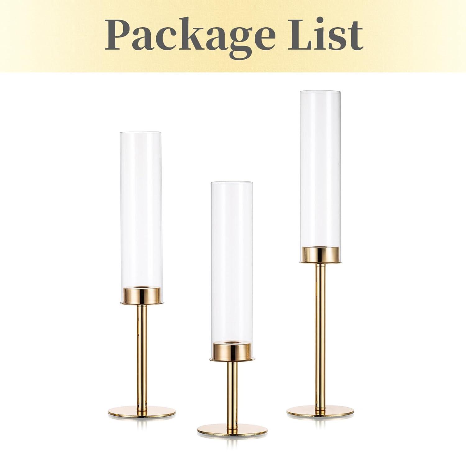NIERBO Candlestick Holders Hurricane Candle Holder, 3pcs Candle Stick Candle Holder Candelabra (Set of 3)