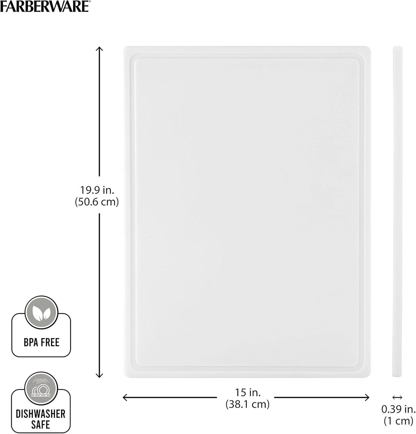 Extra-Large White Plastic Rectangular Cutting Board with Juice Groove